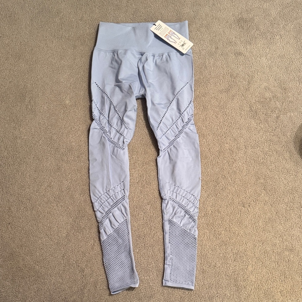 ALO Yoga UV Blue High Waist Seamless leggings Mesh Small